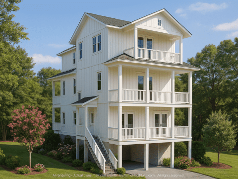 Stylish 3-Story Beach House Plan with CAD Designs