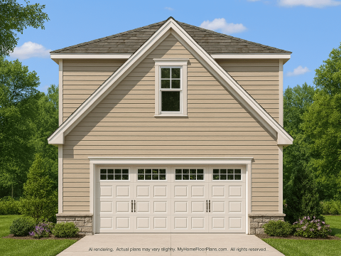 Stylish Garage Home Plan with Living Space and CAD Designs