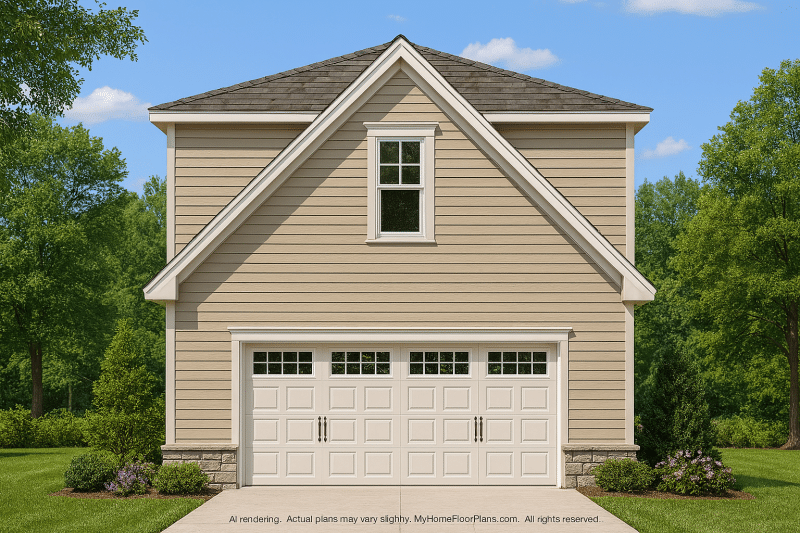 Stylish Garage Home Plan with Living Space and CAD Designs