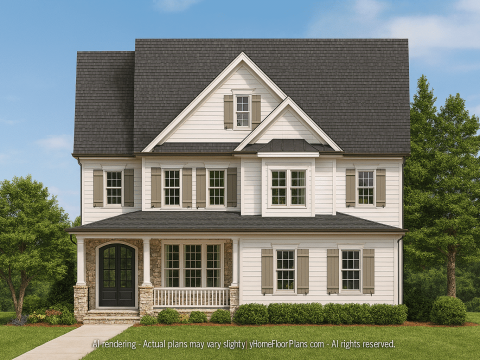 Three-Story Country Craftsman Home Blueprint with CAD Designs