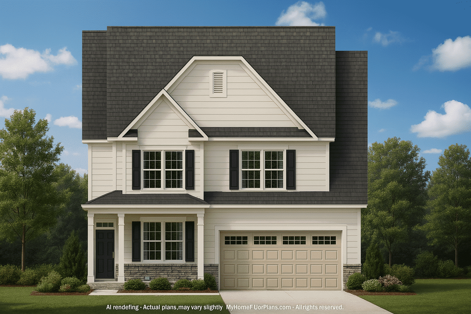 Timeless 2-Story Colonial Farmhouse House Plan with Screened Porch