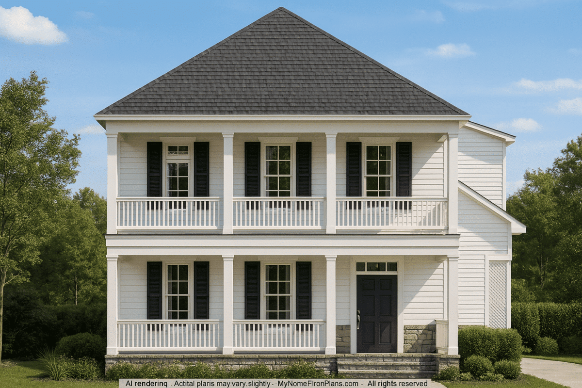 Traditional 2-Story Charleston House Plan with Front-Entry Garage