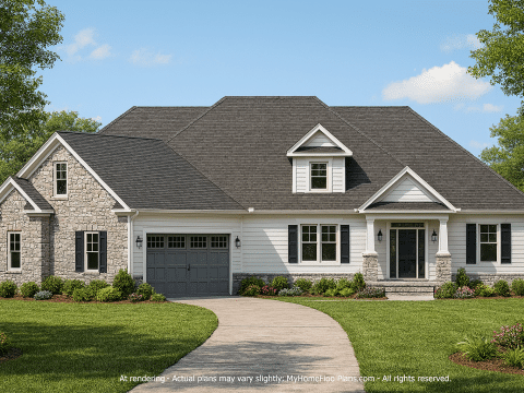 Traditional 2-Story Country House Plan with 3 Beds & 3939 Heated Sq. Ft.
