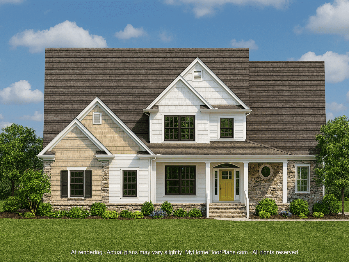 Traditional 2-Story Home Plan with Colonial Revival Architecture