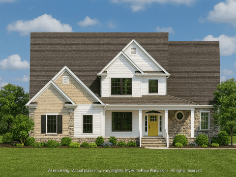 Traditional 2-Story Home Plan with Colonial Revival Architecture