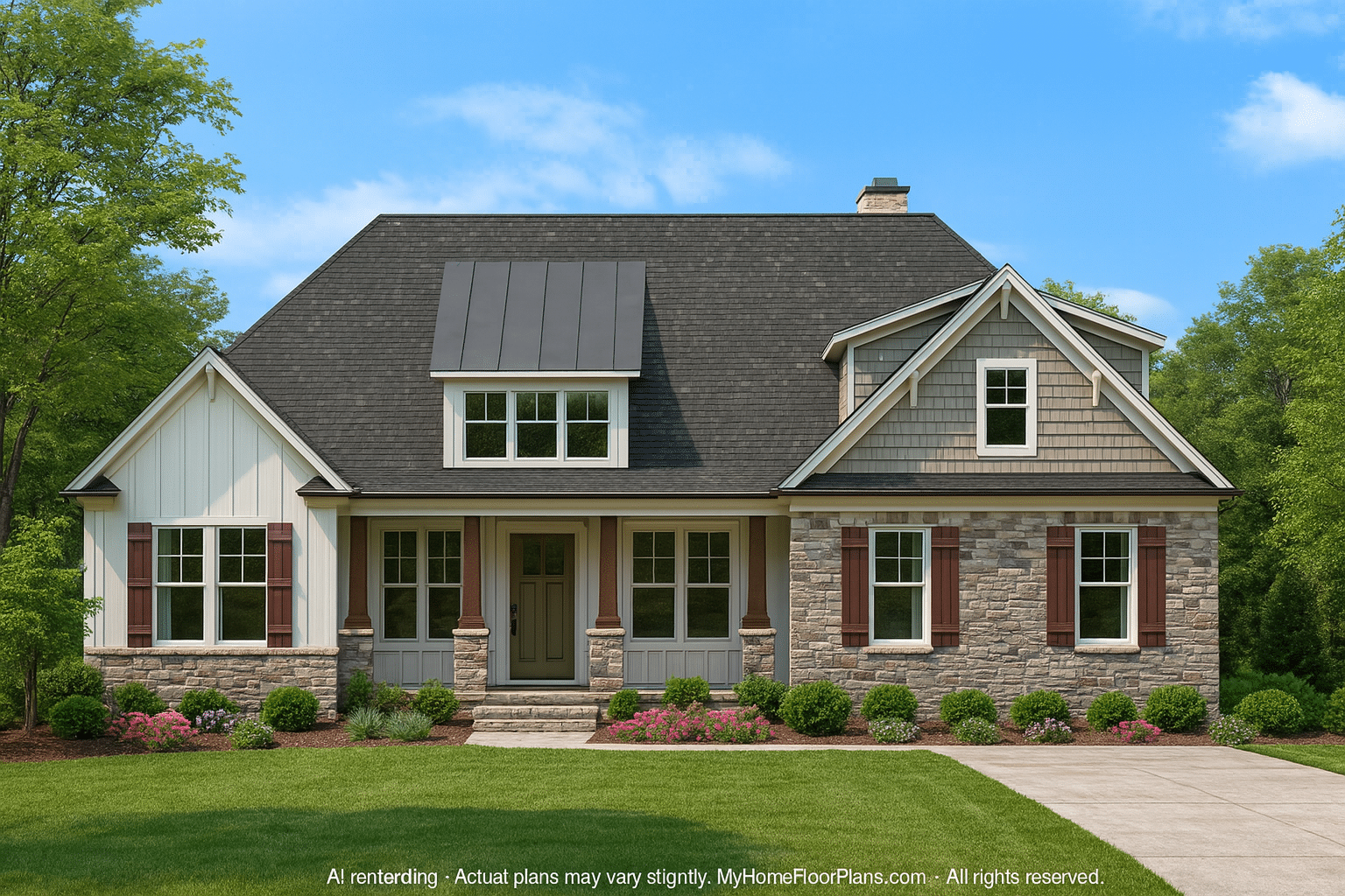 Traditional 2-Story Home Plan with Office, Bonus Room & Large Laundry