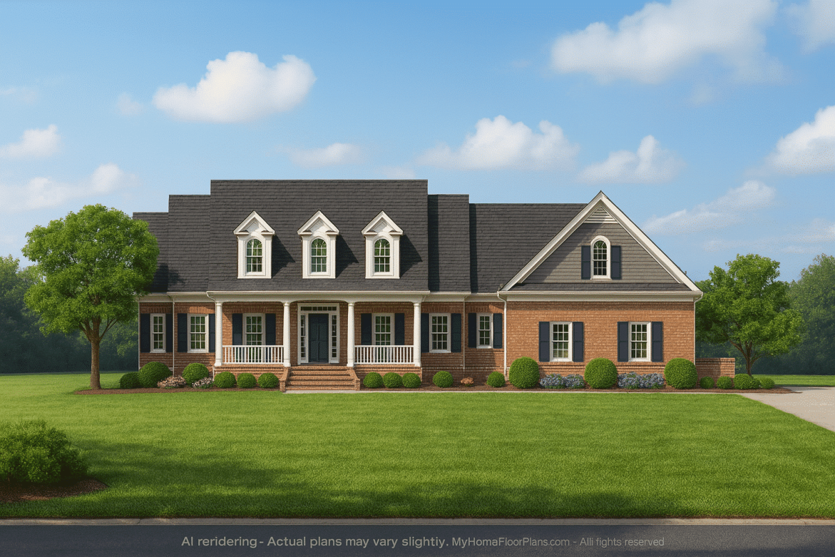 Traditional 2-Story House Plan with 3 Beds, Garage & Classic Design