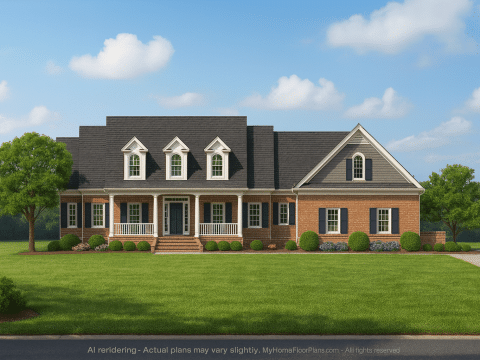 Traditional 2-Story House Plan with 3 Beds, Garage & Classic Design