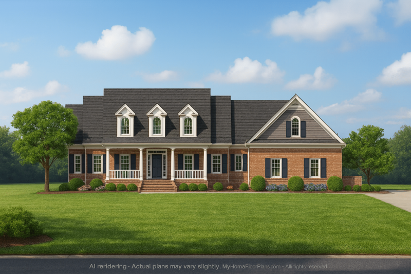 Traditional 2-Story House Plan with 3 Beds, Garage & Classic Design