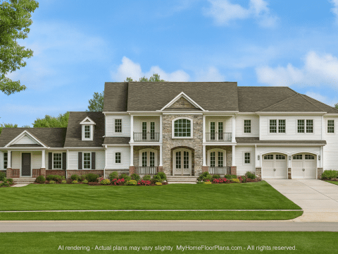 Traditional 2-Story House Plan with 4 Bedrooms & 3-Car Garage