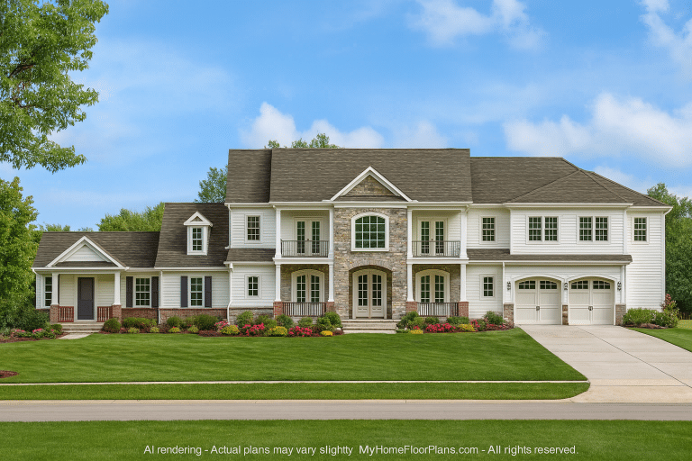 Traditional 2-Story House Plan with 4 Bedrooms & 3-Car Garage