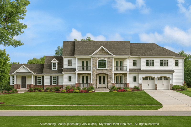 Traditional 2-Story House Plan with 4 Bedrooms & 3-Car Garage