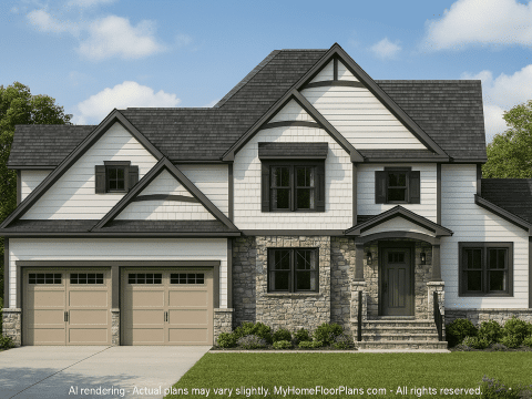 Traditional 2-Story House Plan with 4231 Sq Ft & Side-Entry Garage