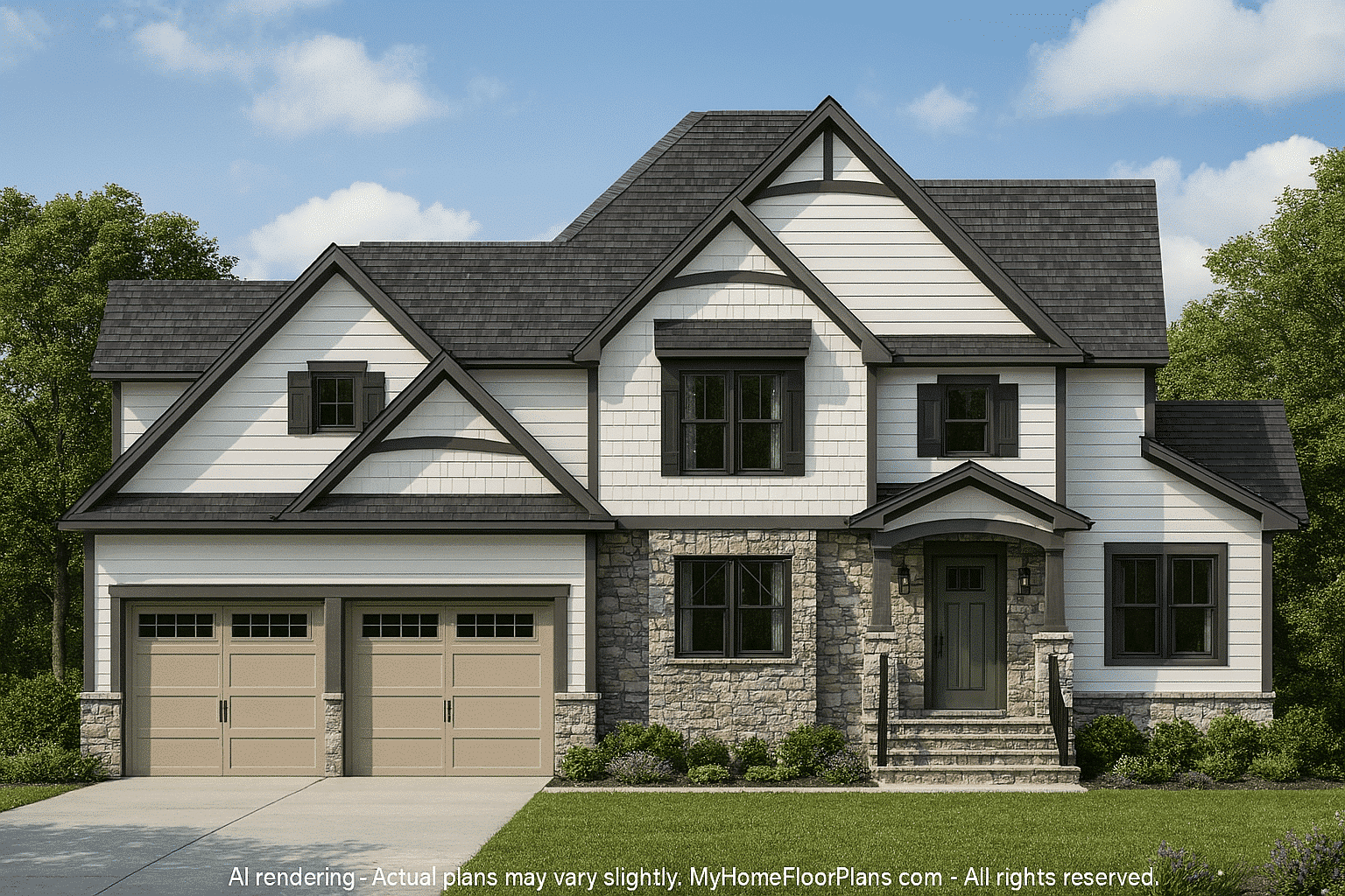 Traditional 2-Story House Plan with 4231 Sq Ft & Side-Entry Garage