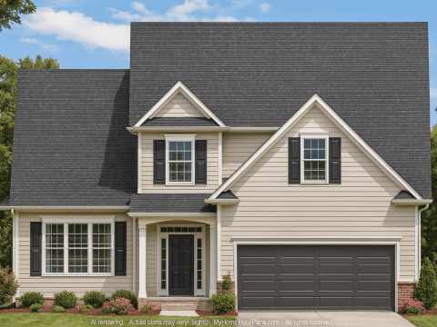 Traditional 2-Story House Plan with Brick & Siding Curb Appeal
