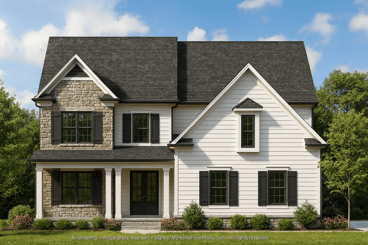 Traditional 2-Story House Plan with Open Floor Layout & CAD Blueprints