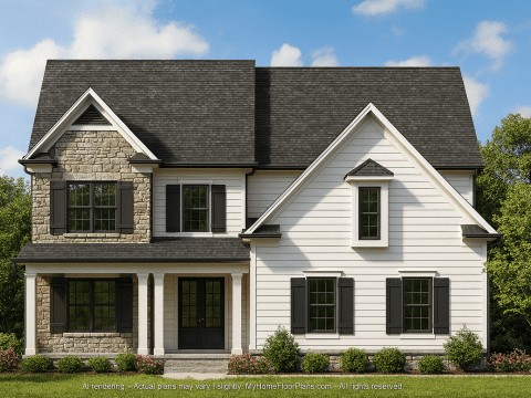 Traditional 2-Story House Plan with Open Floor Layout & CAD Blueprints
