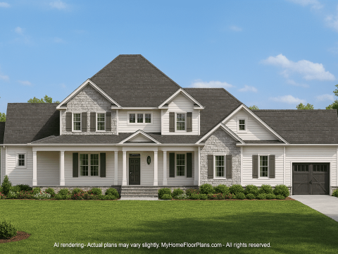 Traditional 4-Bedroom Country Home Plan & Blueprint Designs