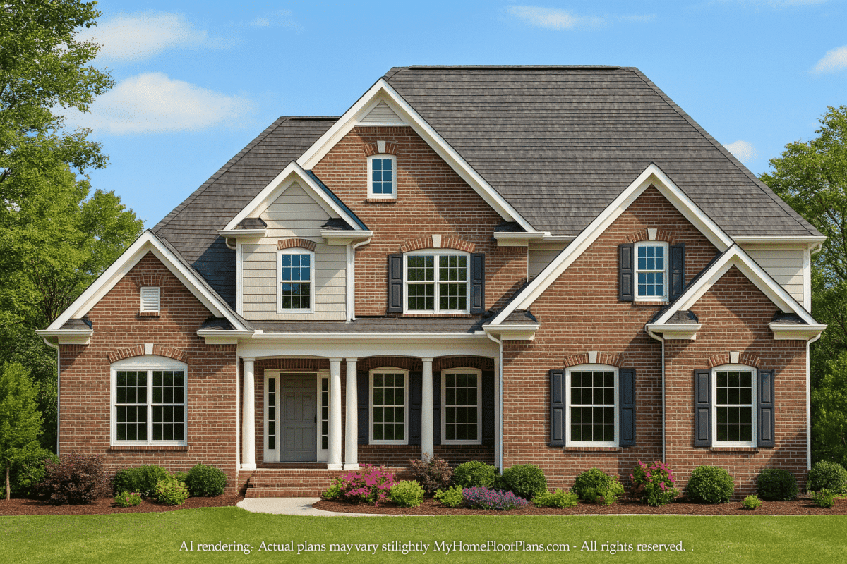 Traditional 4-Bedroom Home Plan 2-Story CAD Blueprint Designs