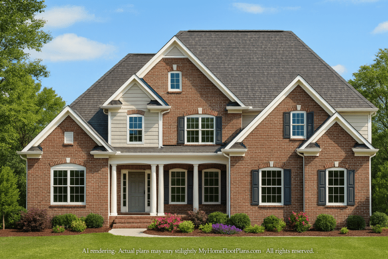 Traditional 4-Bedroom Home Plan 2-Story CAD Blueprint Designs