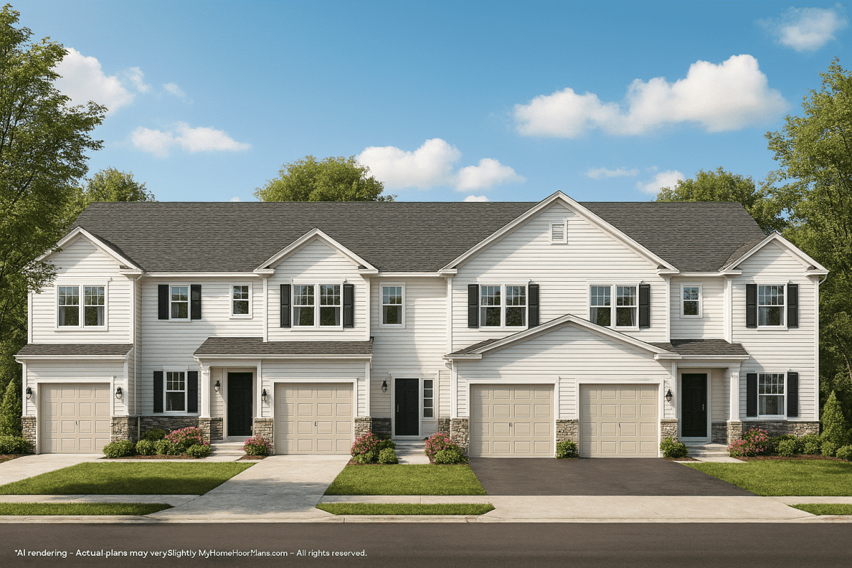 Traditional 7-Unit Townhome Plan with Timeless Style & CAD Files