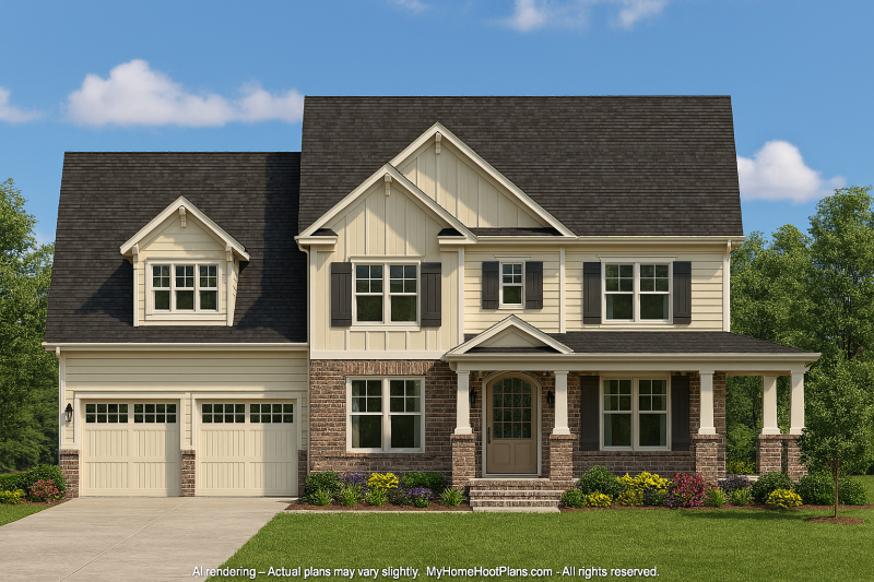 Traditional CAD Home Floor Plan with 5 Bedrooms & Open Layout