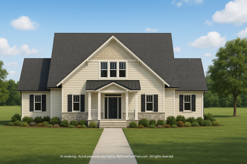Traditional Cart Garage House Floor Plan & Blueprint