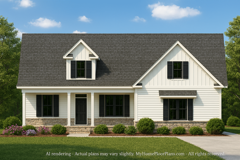 Traditional Country Home Plan with Open Floor Plan & CAD Designs