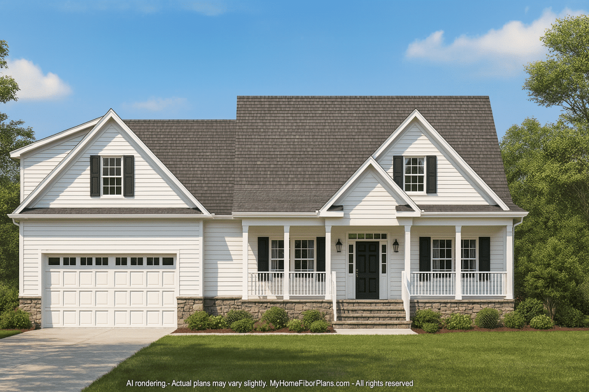 Traditional Country Home Plan – 1 Story, 4 Bedrooms, Open Floor Plan & Porches