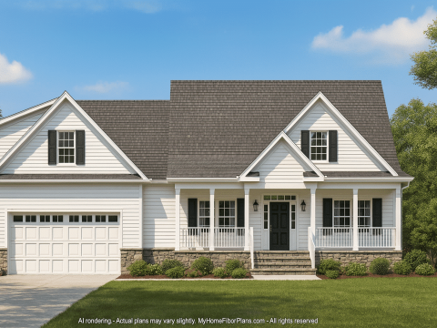 Traditional Country Home Plan – 1 Story, 4 Bedrooms, Open Floor Plan & Porches