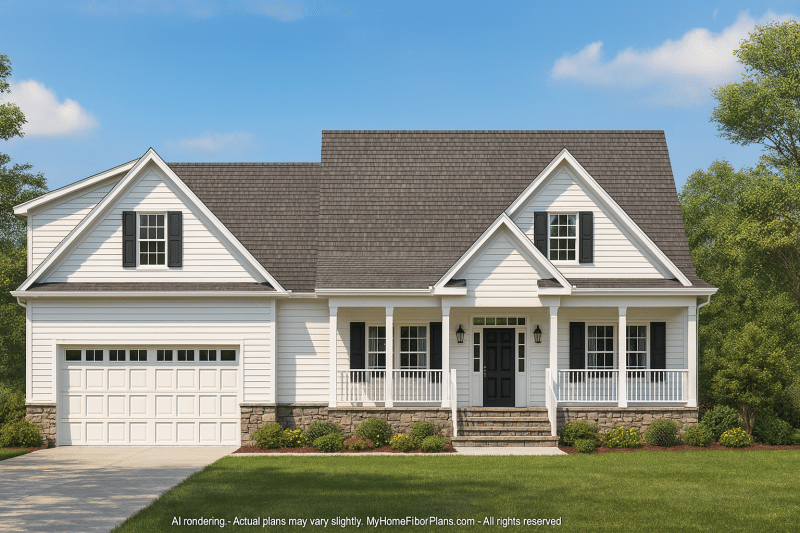 Traditional Country Home Plan – 1 Story, 4 Bedrooms, Open Floor Plan & Porches