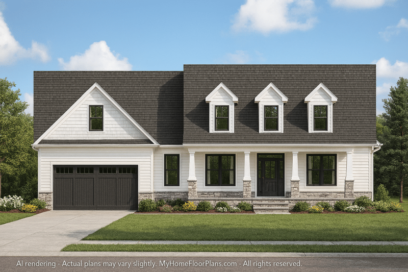 Traditional Craftsman Home Blueprint with Open Floor Designs