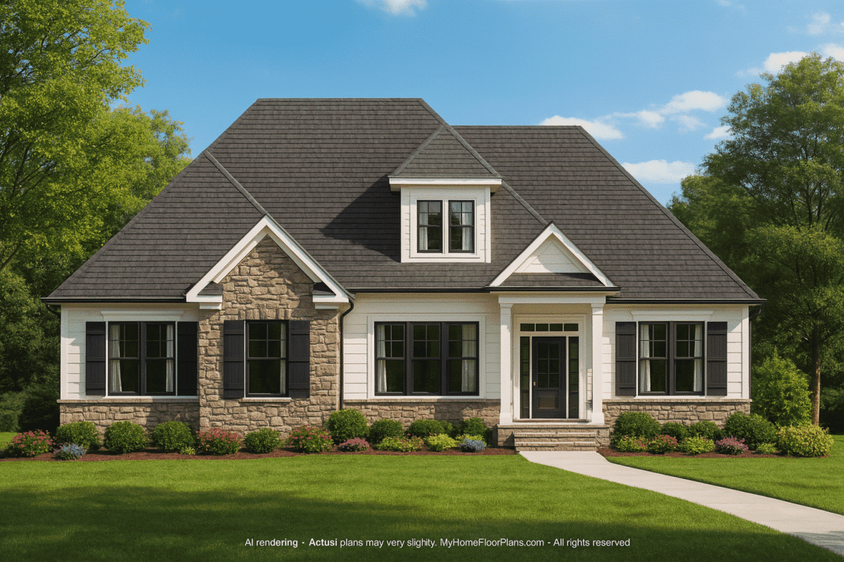 Traditional Craftsman Home Floor Plan with Functional Layout