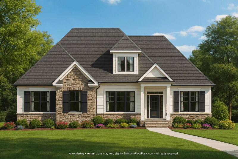 Traditional Craftsman Home Floor Plan with Functional Layout