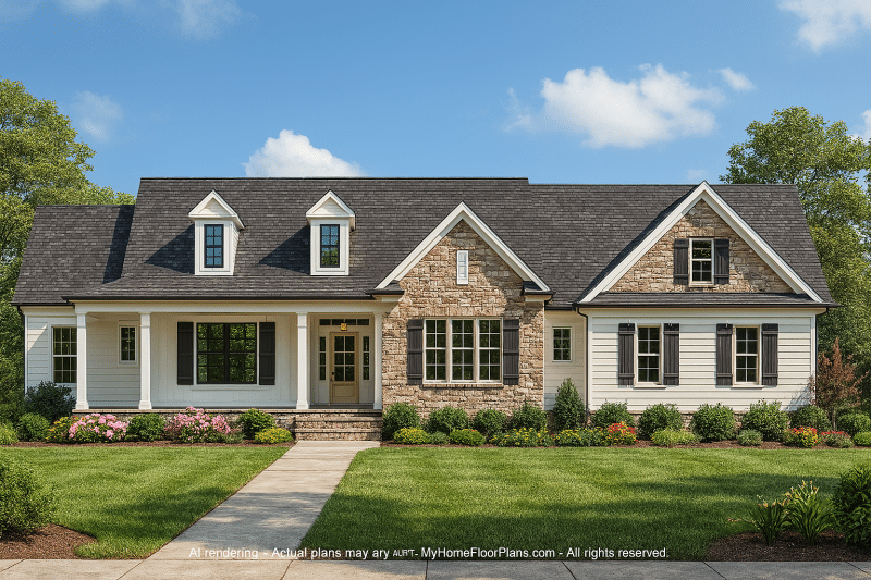 Traditional Craftsman Home Plan with 1.5 Floors and Spacious Design