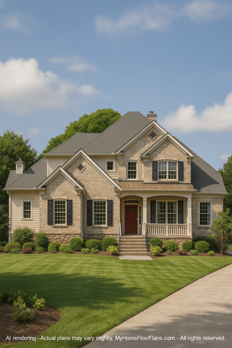 Traditional Craftsman Home Plan with 2 Stories and Detailed Blueprints
