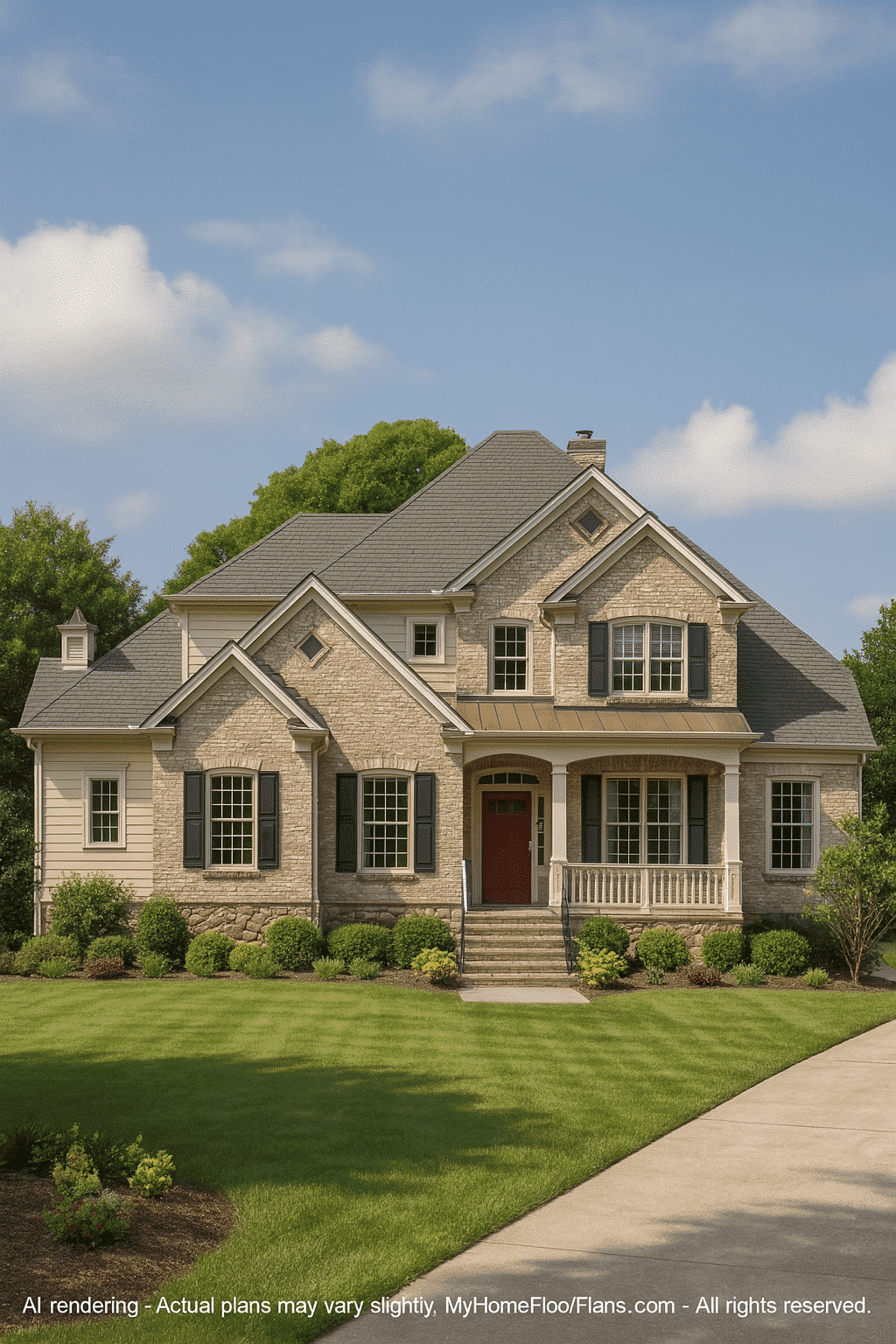 Traditional Craftsman Home Plan with 2 Stories and Detailed Blueprints