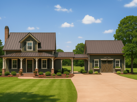 Traditional Craftsman Home Plan with 2-Story Floor Design and Detached Garage