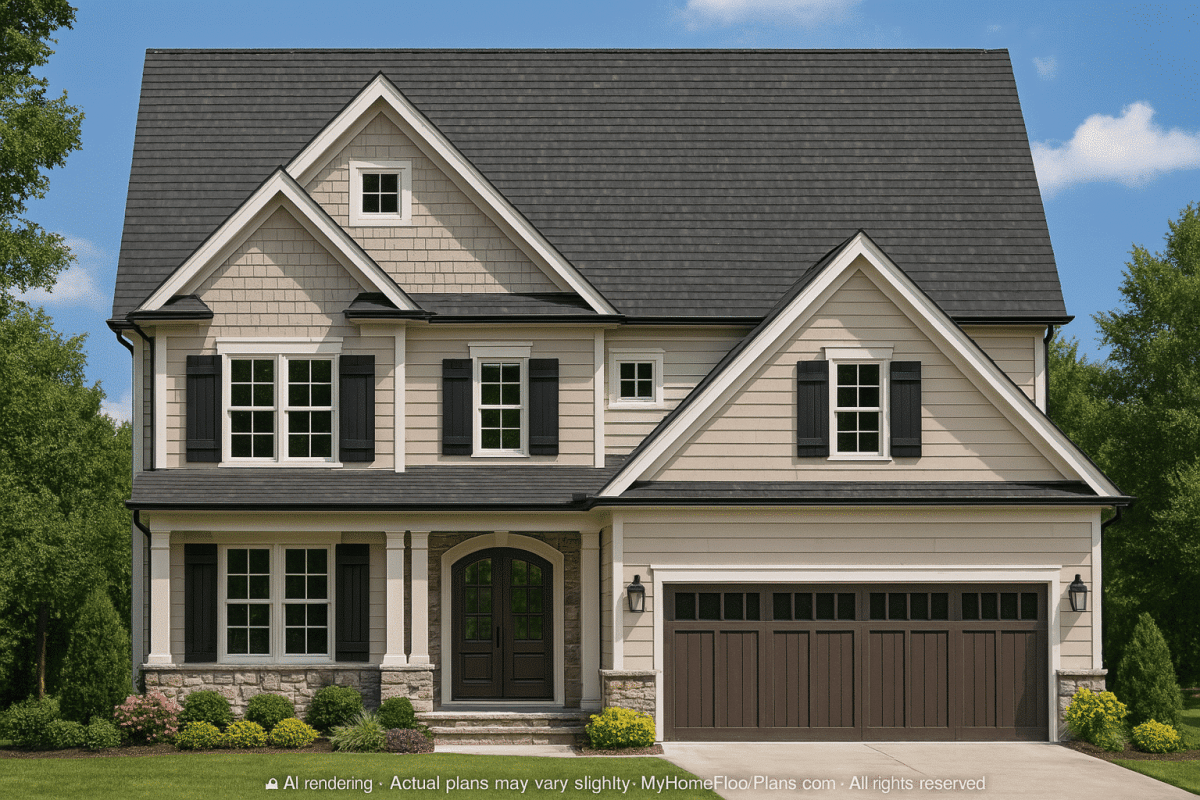 Traditional Craftsman Home Plan with 4 Bedrooms & 2-Car Garage