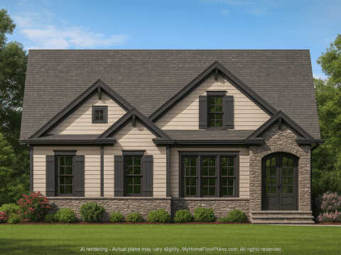 Traditional Craftsman Home Plan with 4 Bedrooms, Bonus Room & CAD Blueprints