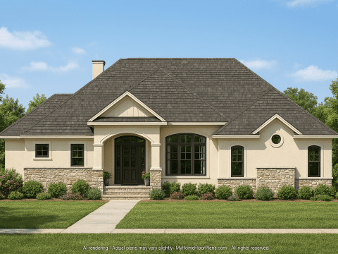 Traditional French Country Home Floor Plan Blueprint