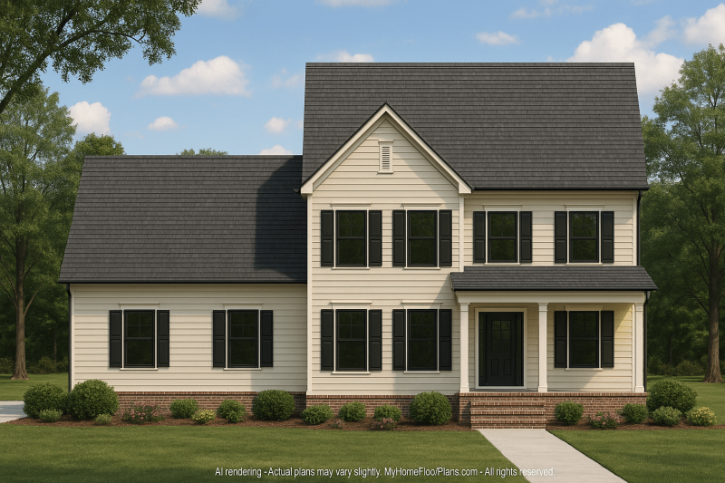 Traditional Home Floor Plan with 2-Story CAD Designs