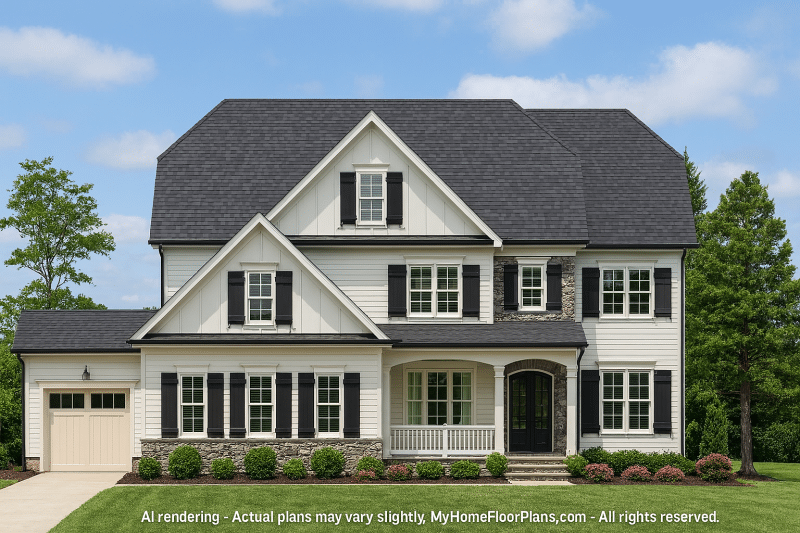 Traditional Home Floor Plan with 4 Beds, Blueprint & Designs