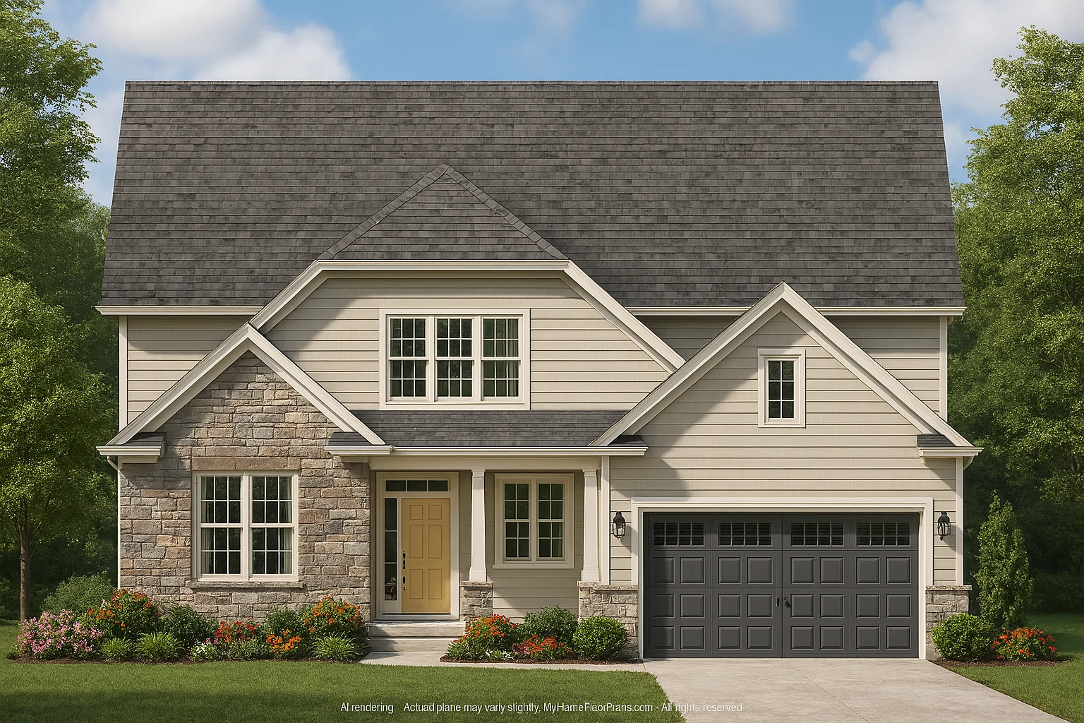 Traditional Home Floor Plan with 4 Beds & Detailed CAD Blueprint