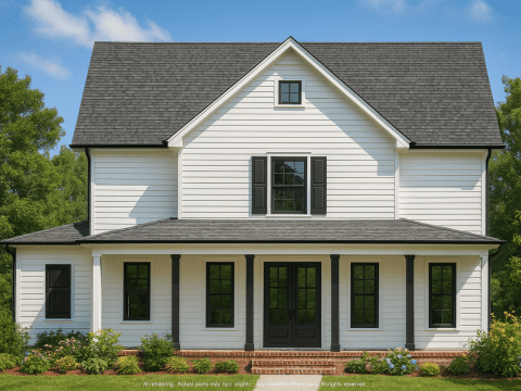 Traditional Home Floor Plan with Screened Porch and Office