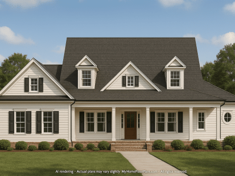 Traditional Home Plan with 1.5 Floors & 4 Bedrooms