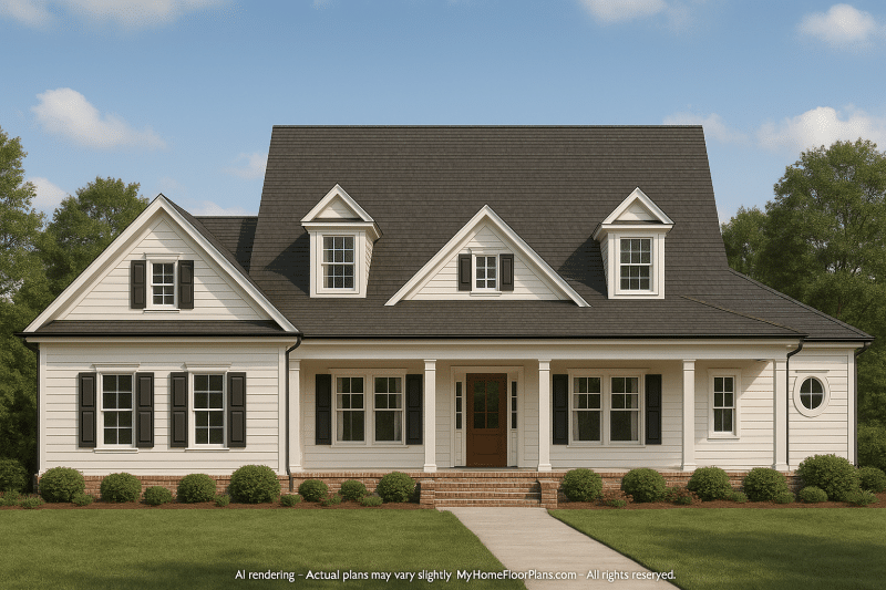 Traditional Home Plan with 1.5 Floors & 4 Bedrooms