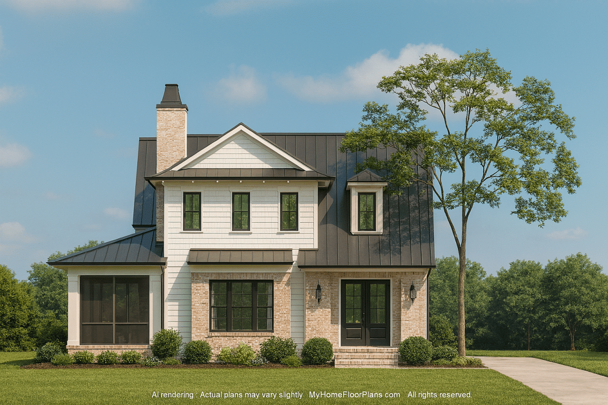 Traditional Home Plan with 2 Floors, 4 Bedrooms, and Open CAD Designs