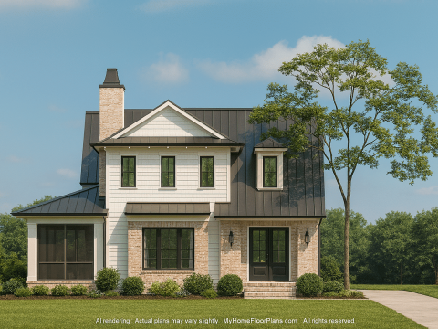 Traditional Home Plan with 2 Floors, 4 Bedrooms, and Open CAD Designs