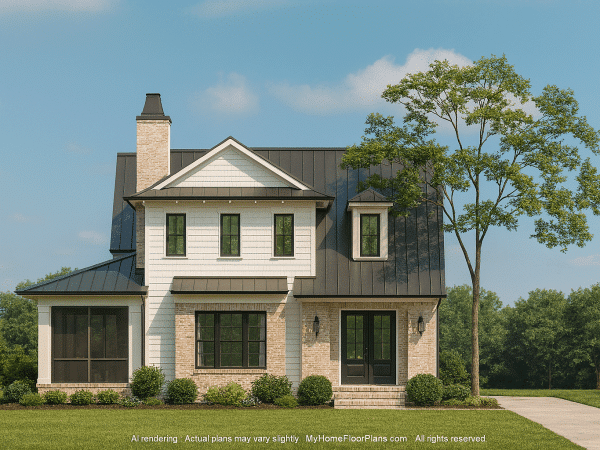 Traditional Home Plan with 2 Floors, 4 Bedrooms, and Open CAD Designs